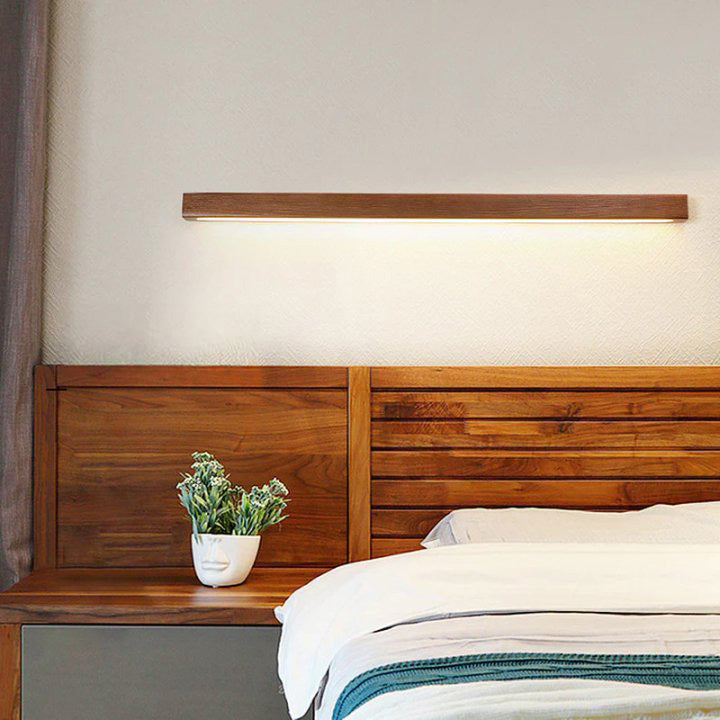 LED Wandleuchte Holz Linear Warmweiß Badezimmer Schlafzimmer Wandbeleuchtung Modern Minimalistisch Lichtleiste | Restfield