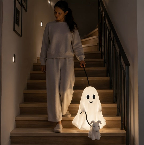 Spooky Dog Statue Halloween Decoration Walking Dog Figure White Resin Table Ornament for Home Décor | Sansoti