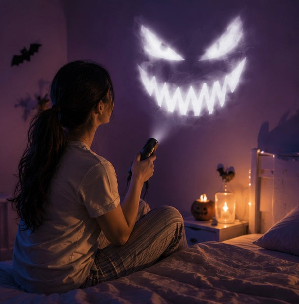 USB-Schädelprojektorlampe – Drehende Geistermuster-LED-Nachtlampe für gruselige Atmosphäre, Halloween-Dekoration | Sansoti