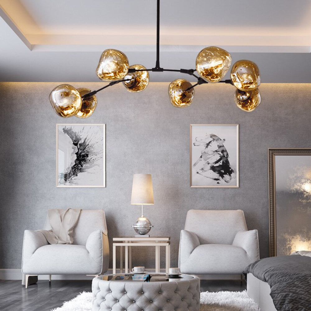 Glazen Hanglamp met Bollenkap 3-Lichts Modern Metalen Armatuur Warmwit Licht Woonkamer Eetkamer Pendellamp | Sansoti