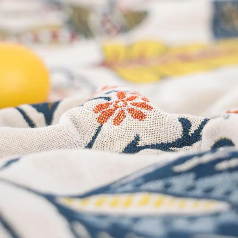 Jacquard Katoenen Plaid met Bloemenprint en Kwastjes – Zacht Reversibel Banklaken – Scandinavisch Geïnspireerde Woondeken | Sansoti