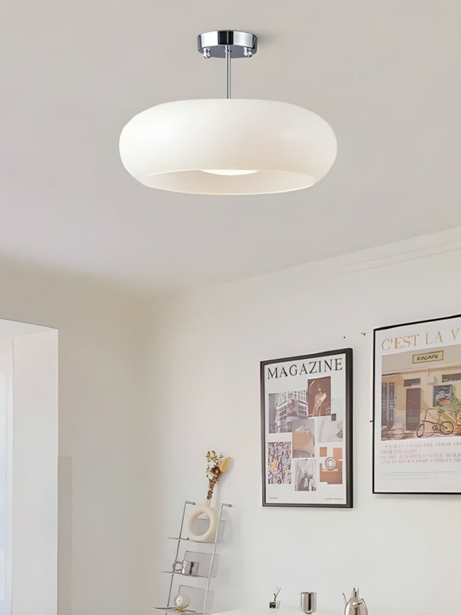 Plafondlamp Glazen Schijf Bauhaus Design Messing of Chroom Oranjegeel of Wit Glas Retro Stijlvolle Verlichting | Sansoti