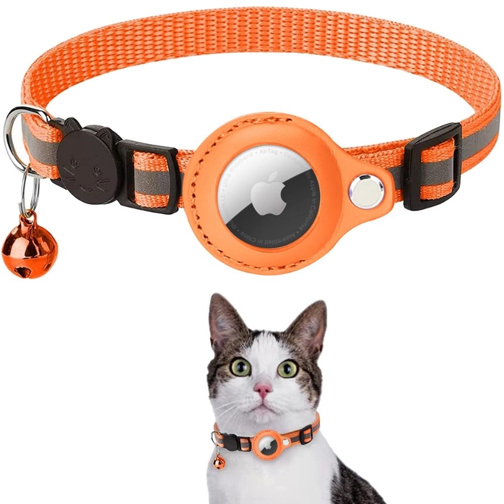 Veiligheidskat Halsband met Reflecterende Strepen en Snelsluiting | GPS Tracker Houder | Sansoti