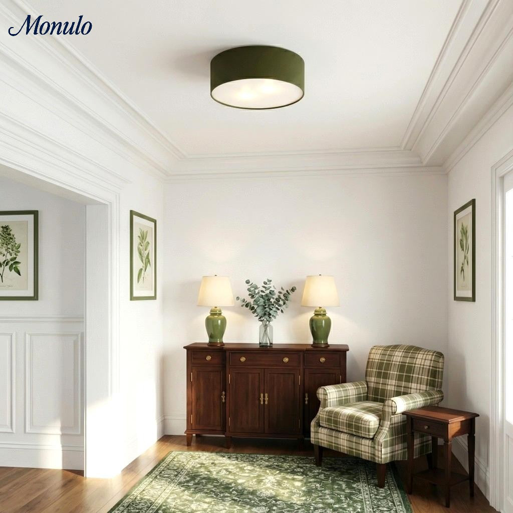 Plafondlamp met Linnen Kap – Drumvorm Ø30/45cm – Modern Scandinavisch Design – Elegante Verlichting Woonkamer Slaapkamer Eetkamer | Sansoti