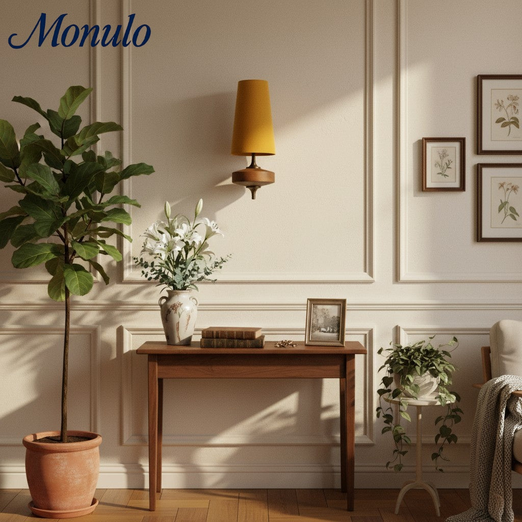 Retro Wandlamp met Stoffen Kap – Vintage Verlichting voor Slaapkamer | Sansoti