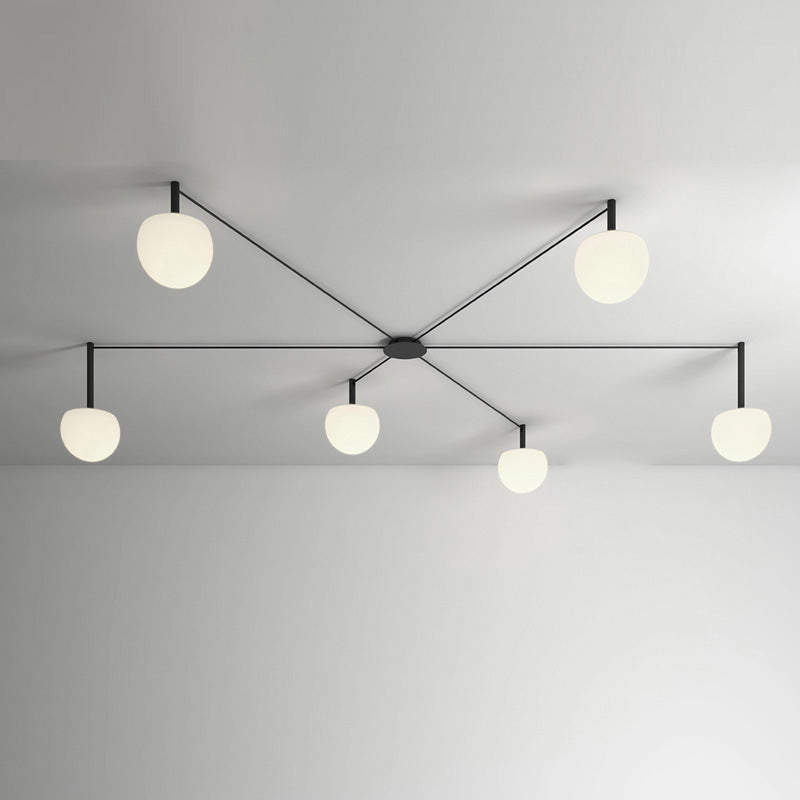 Plafondlamp Glazen Bollen Verstelbaar Metaal Wit Woonkamer Slaapkamer Modern | Sansoti