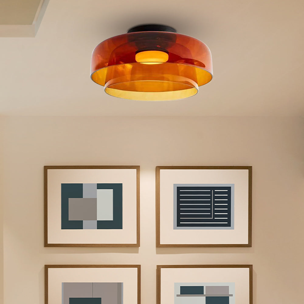 Design Glazen Plafondlamp met Gelaagde Structuur — Elegant Lichtspel voor Eetkamer, Woonkamer en Slaapkamer | Sansoti