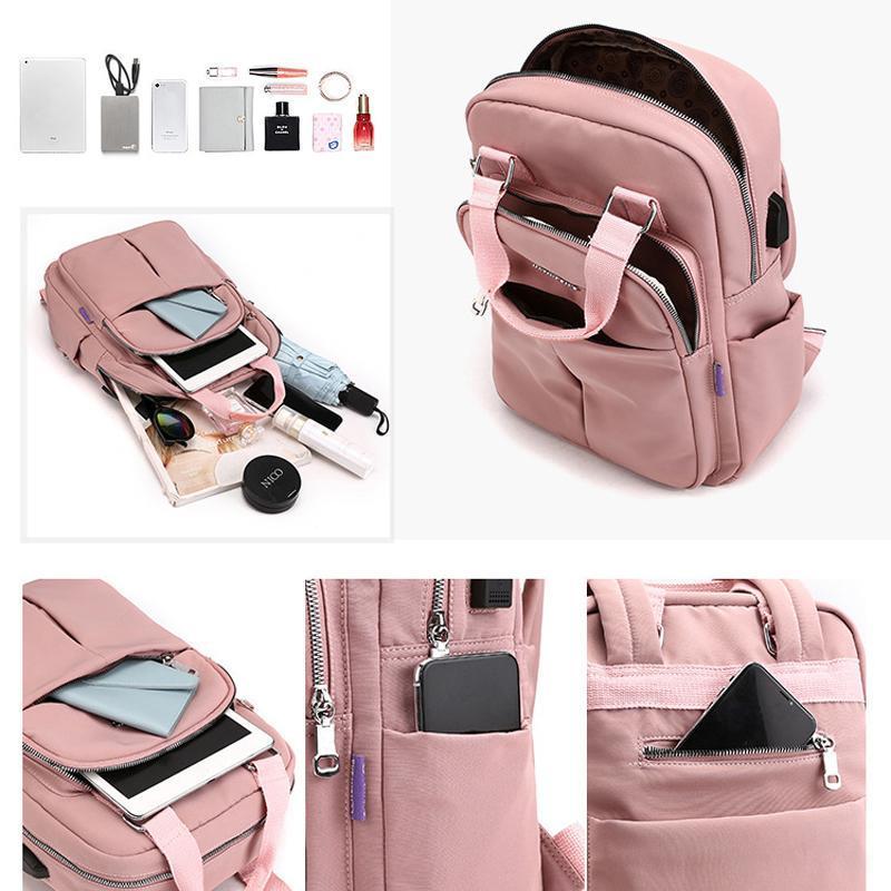 Waterdichte Dagelijkse Rugzak met USB Oplaadpoort Zwart Grijs Roze Groen Blauw Rood Multifunctioneel voor Werk School Reizen Laptop iPad Telefoon Opslag | Sansoti