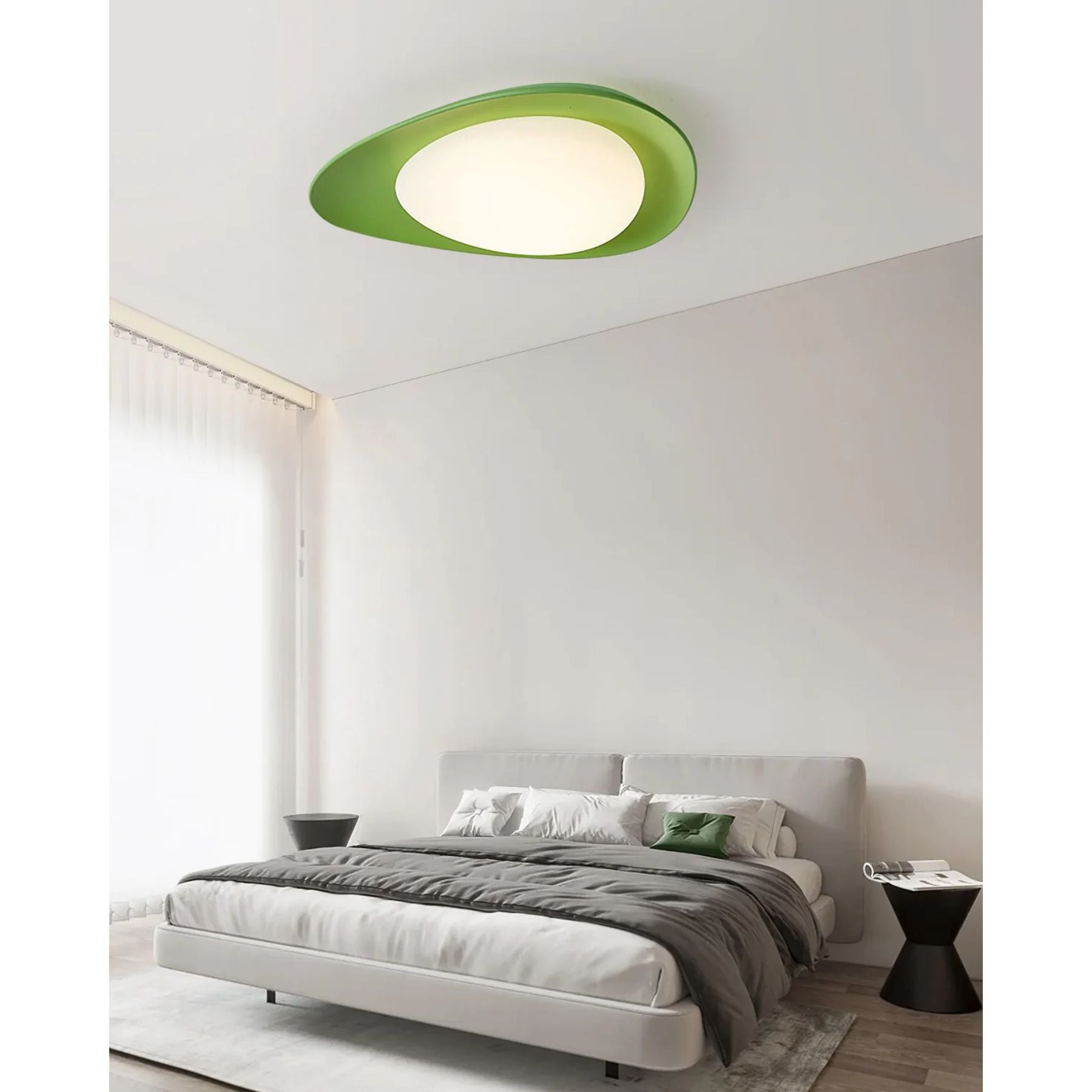 LED Plafondlamp Bladvorm Resin Groen Woonkamer Slaapkamer Eetkamer Organische Plafondlamp Scandinavisch Interieur | Sansoti