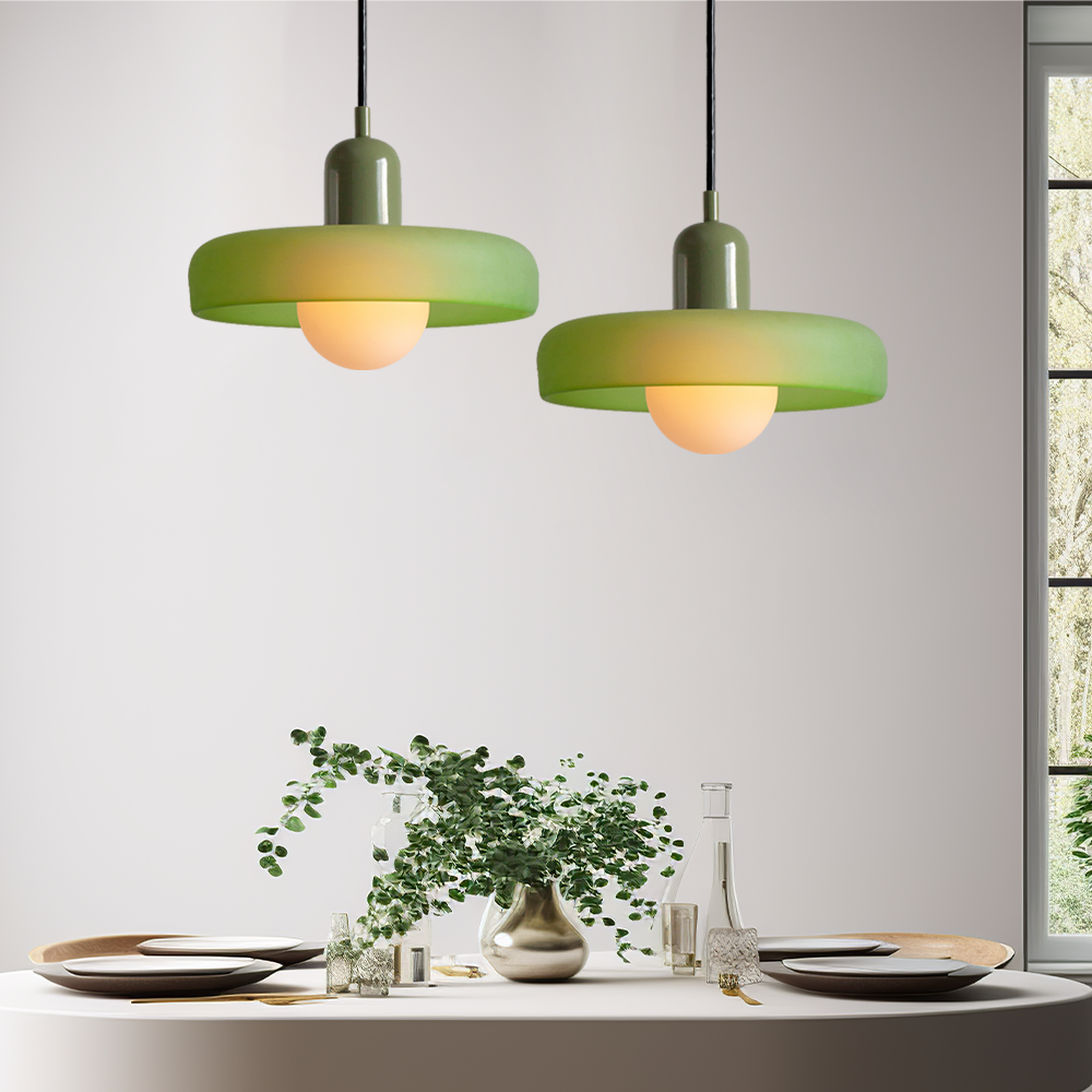 Glazen Hanglamp Bauhausstijl Gekleurd Glas Rond Ø25-35cm E27 Verstelbaar Eettafel Plafondlamp Retro Design | Sansoti
