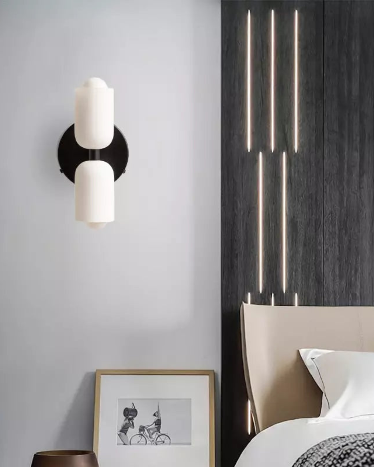 Restfield | Applique murale avec double abat-jour en verre pour chambre et salon – Éclairage mural E27