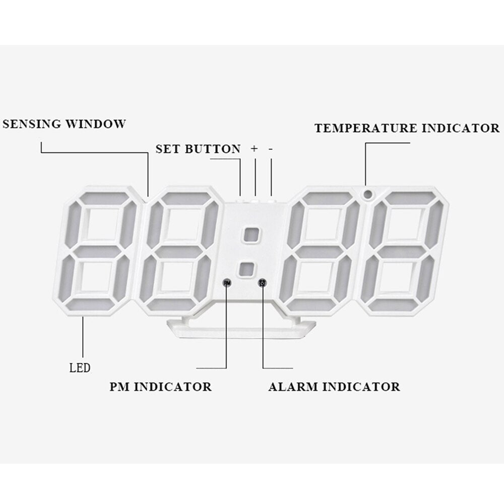 Digitale Wandklok met Temperatuurweergave en Alarm – LED-Display met Automatische Helderheidsaanpassing | Sansoti