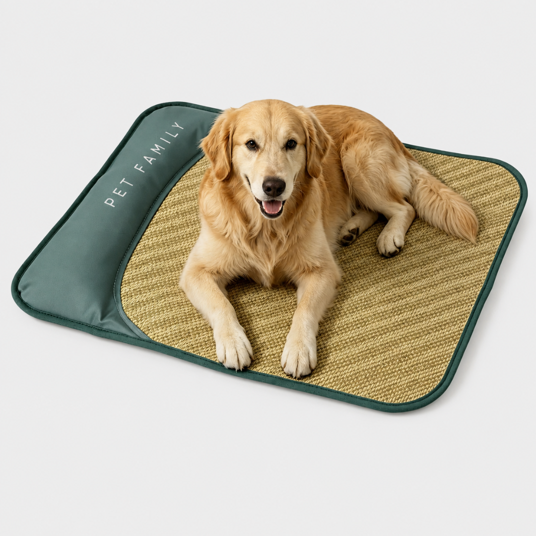 Tapis rafraîchissant respirant pour animaux avec oreiller intégré, pour chiens et chats, fraîcheur et confort en été | Sansoti