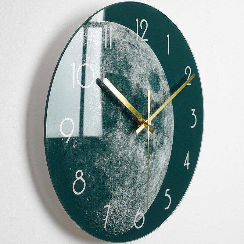 Glass Wall Clock with Artistic Design 30-35 cm Scandinavian Timekeeping Modern Living Room Decoration Kitchen | Sansoti