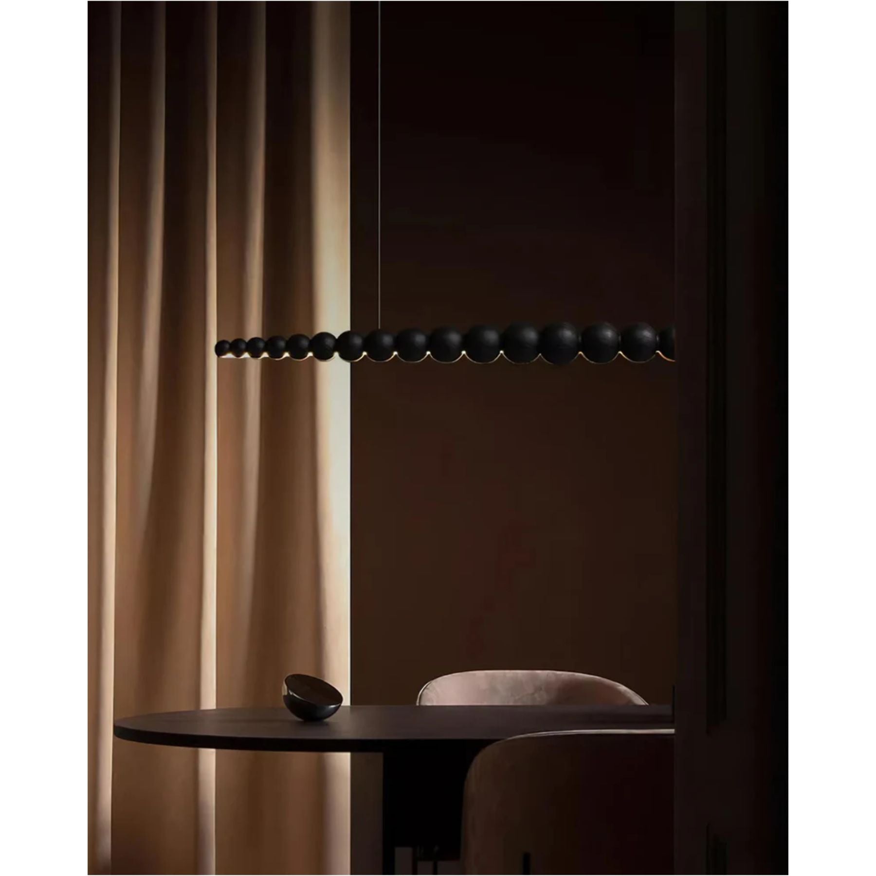Hanglamp LED Hout Metaal Zwart Warm Wit Eettafel Kookeiland Moderne Verlichting Lineaire Hanglamp Scandinavisch Interieur | Sansoti