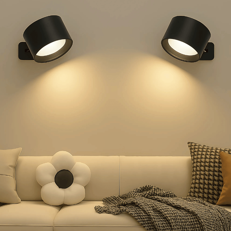 LED Wandlamp Draadloos met Accu en 360° Draaifunctie | Compact Design voor Woonkamer, Slaapkamer, Leeshoek, Hal | Instelbare Kleurtemperatuur Warmwit Neutraalwit Koudwit | Oplaadbare Verlichting 2000mAh | Sansoti
