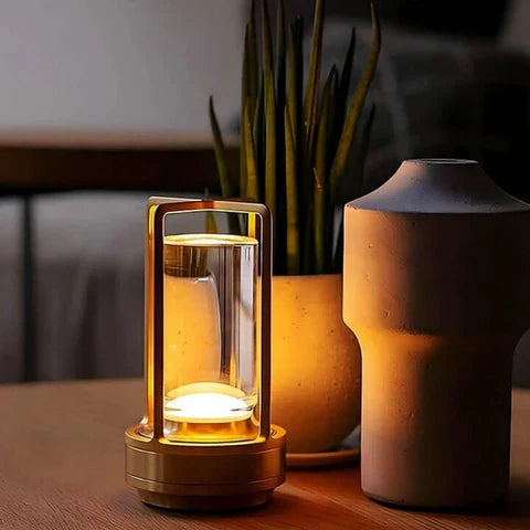 Elegant Table Lamp Crystal Glass Dimmable 3 Light Settings Rechargeable 18 Hour Battery Wireless 2600mAh For Living Room Bedroom Office Outdoor | Sansoti
