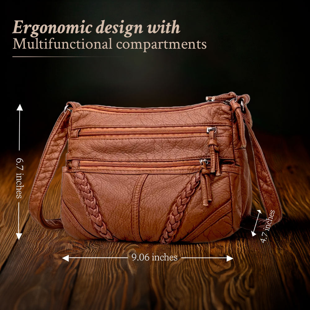 Schoudertas met Verstelbare Riem en Magnetische Sluiting Dames Handtas Crossbody Tas Bruin Zwart Kunstleer | Sansoti