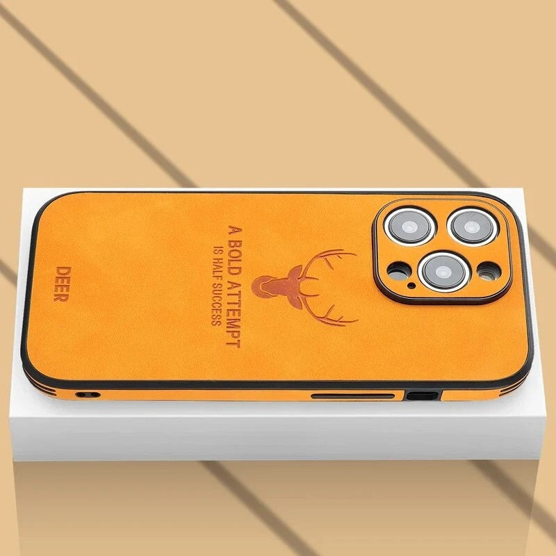 Luxe Wildleren iPhone Hoes Zwart Bruin Donkergroen Lichtblauw Beschermhoes met Shockabsorptie Camerabescherming | Sansoti