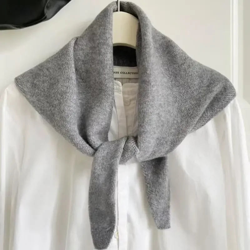 Knitted Women's Triangle Scarf Soft Winter Wrap Cotton Polyester Warmth Stylish Comfortable Elegant | Sansoti