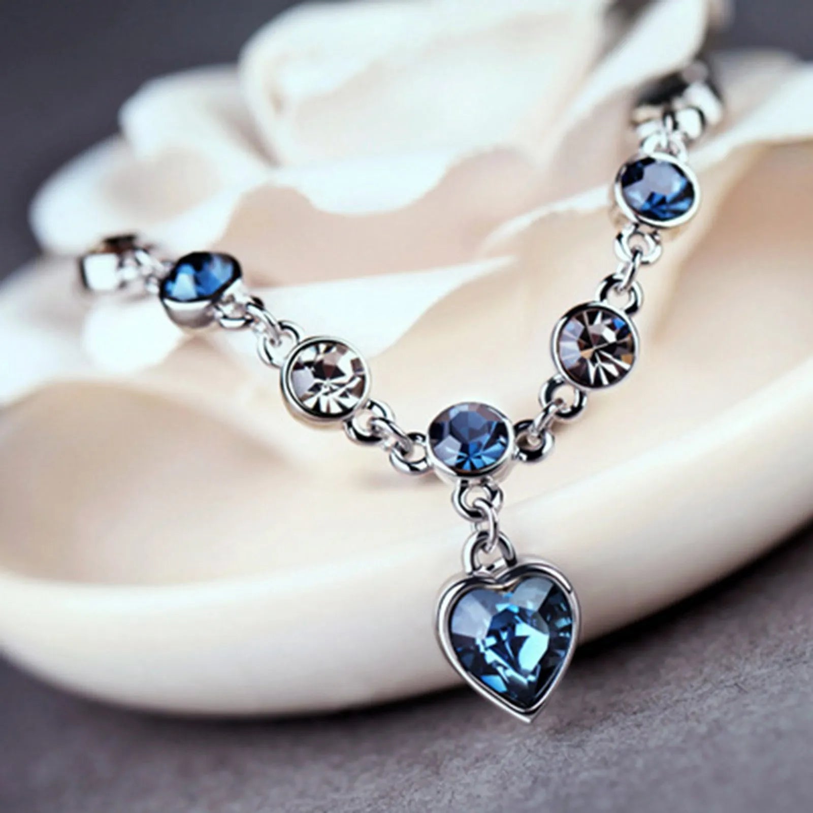 Oceaan Hart Kristallen Armband Zilver met Zirkonia Steentjes voor Vrouwen Elegant Sieraad | Sansoti