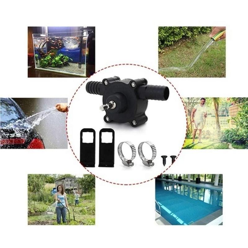 Wasserpumpe für Bohrmaschinen Tragbare Gartenbewässerung Campingpumpe Flüssigkeitsumfüllung Schwarz Kunststoff | Sansoti