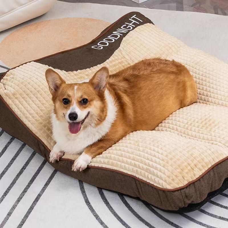 Hundebett Plüsch Rutschfest Waschbar Braun 80x64cm Orthopädisches Hundebett Groß