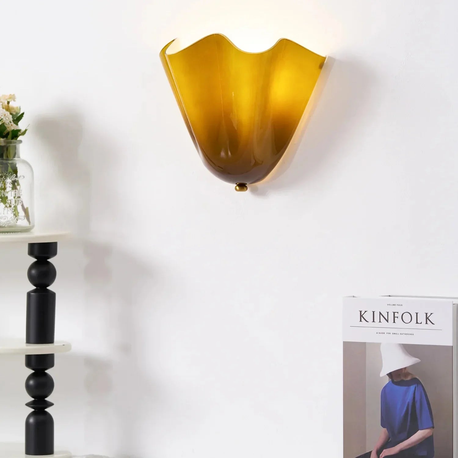 Wandlamp Glas In Lood Retro Art Deco Schelp 28cm E14 | Sansoti