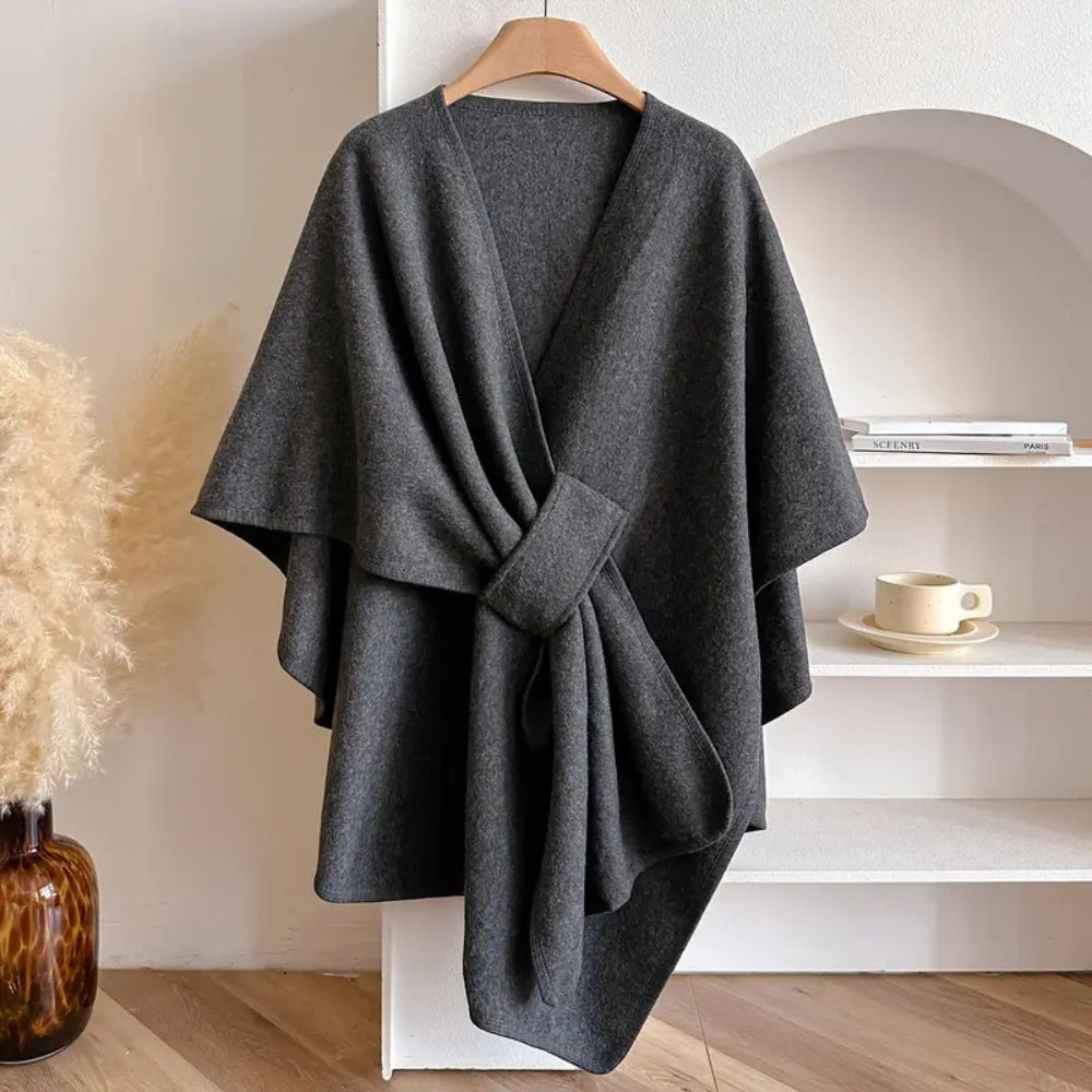 Lichte Poncho Cape met Bescherming tegen Wind en Kou – Warme Shawl voor Najaar en Winter | Sansoti