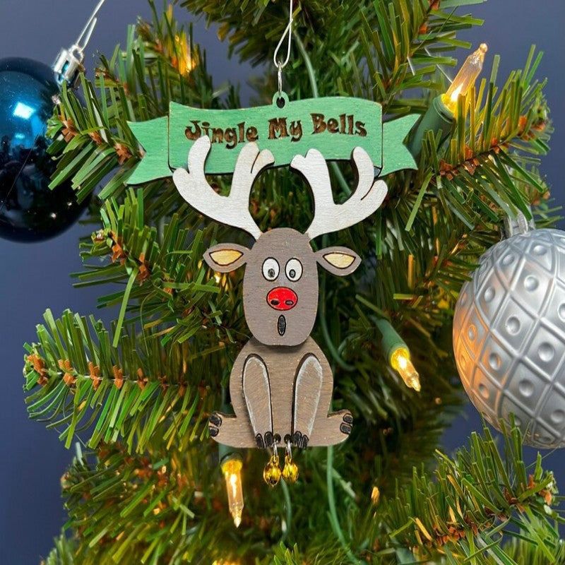 Weihnachtsbaumanhänger mit Glöckchen Humorvolle Festtagsfiguren Handbemaltes Harzornament für den Tannenbaum | Sansoti