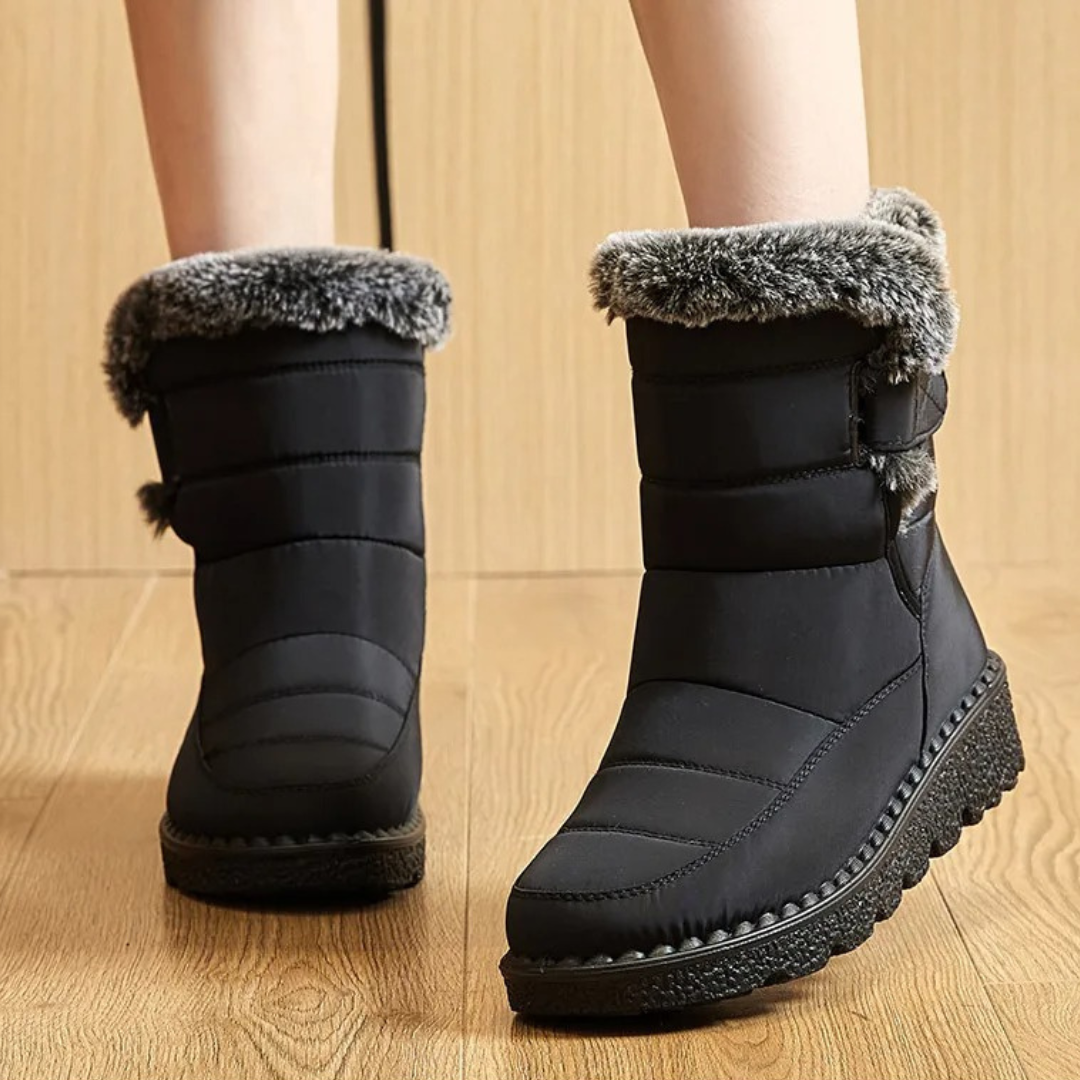 Waterdichte Dames Winterlaarzen met Klittenband Warme Gevoerde Antislip Snowboots Comfortabel Winterschoeisel | Sansoti