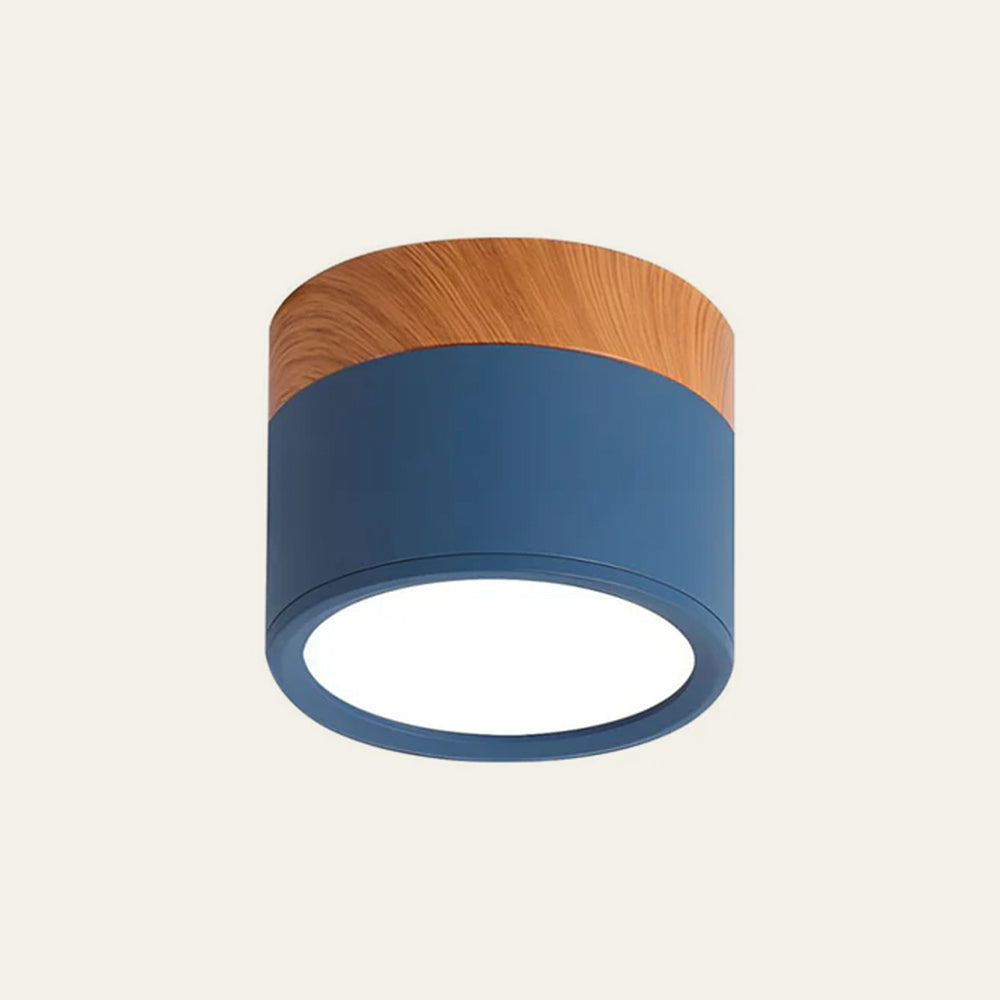Cylinder kleine Deckenleuchte LED Holz modern Decke Flur Wohnzimmer kompakt Design | Restfield