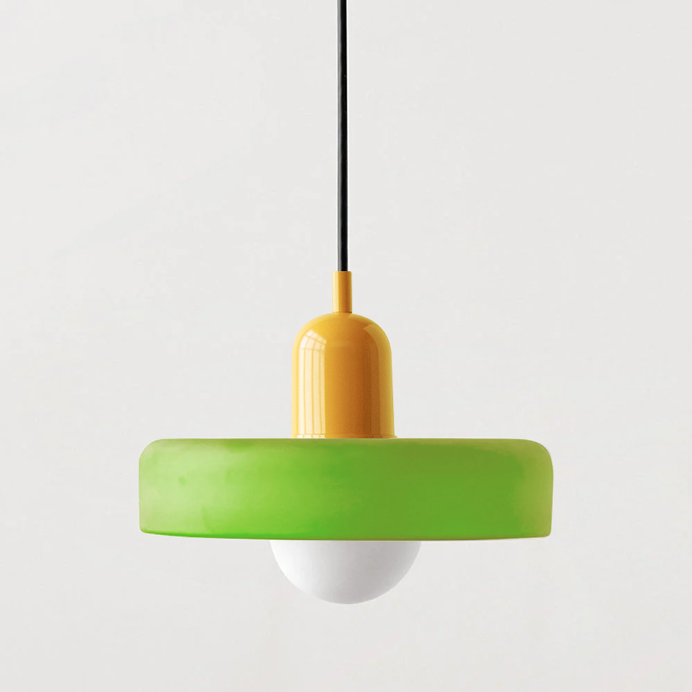 Glazen Hanglamp Bauhausstijl Gekleurd Glas Rond Ø25-35cm E27 Verstelbaar Eettafel Plafondlamp Retro Design | Sansoti