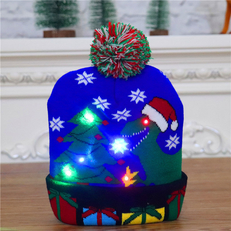 Gebreide Kerstmuts met LED-Verlichting op Batterij Winteraccessoire Feestelijk Design Kerstsfeer Kerstmis | Sansoti