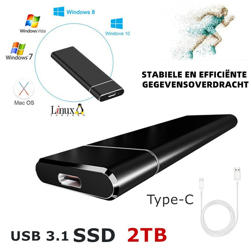External Hard Drive 520MB/s USB-C 1TB 2TB Aluminum Silver Black Blue Red Portable SSD Storage Data | Sansoti