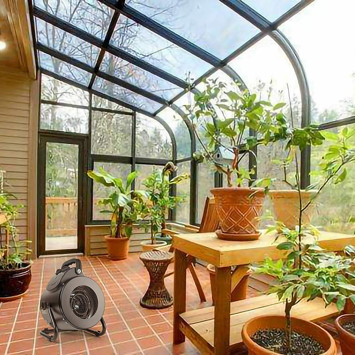 Electric Heater with Fan 1500W IPX4 Splashproof for Greenhouse Workshop Tent Garage Heating | Sansoti
