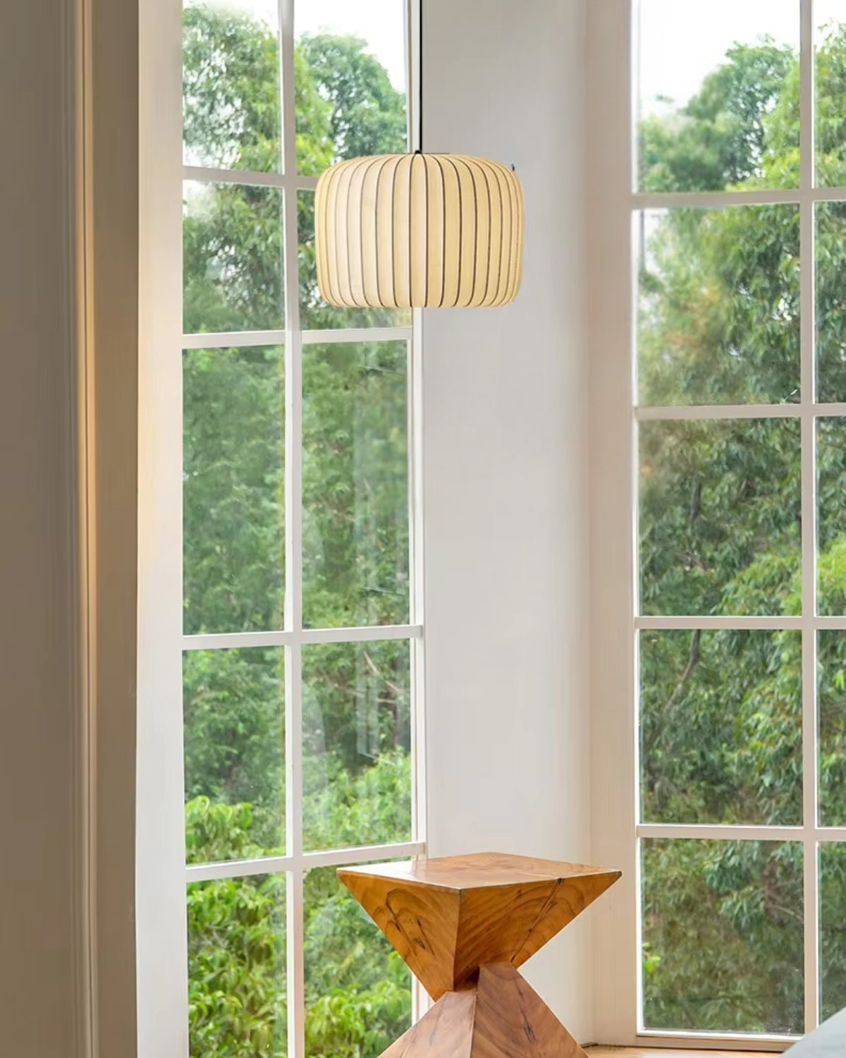 Moderne hanglamp met stoffen lampenkap – minimalistische design plafondlamp in stretchstof voor eetkamer en woonkamer | Sansoti
