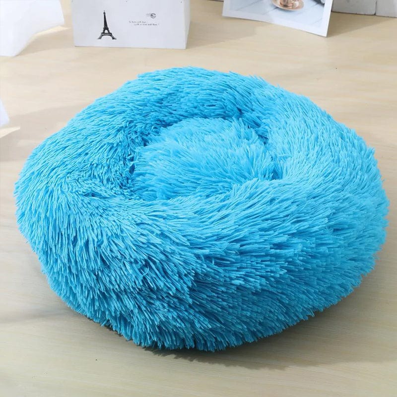 Panier rond pour animal de compagnie à bord surélevé, couchage moelleux pour chien ou chat, nid douillet avec coussin chaud | Sansoti