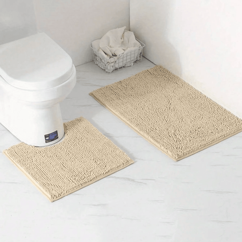 Chenille Badmat Antislip Polyester 3 Formaten Zacht Absorberend Badkamer Toilet | Sansoti