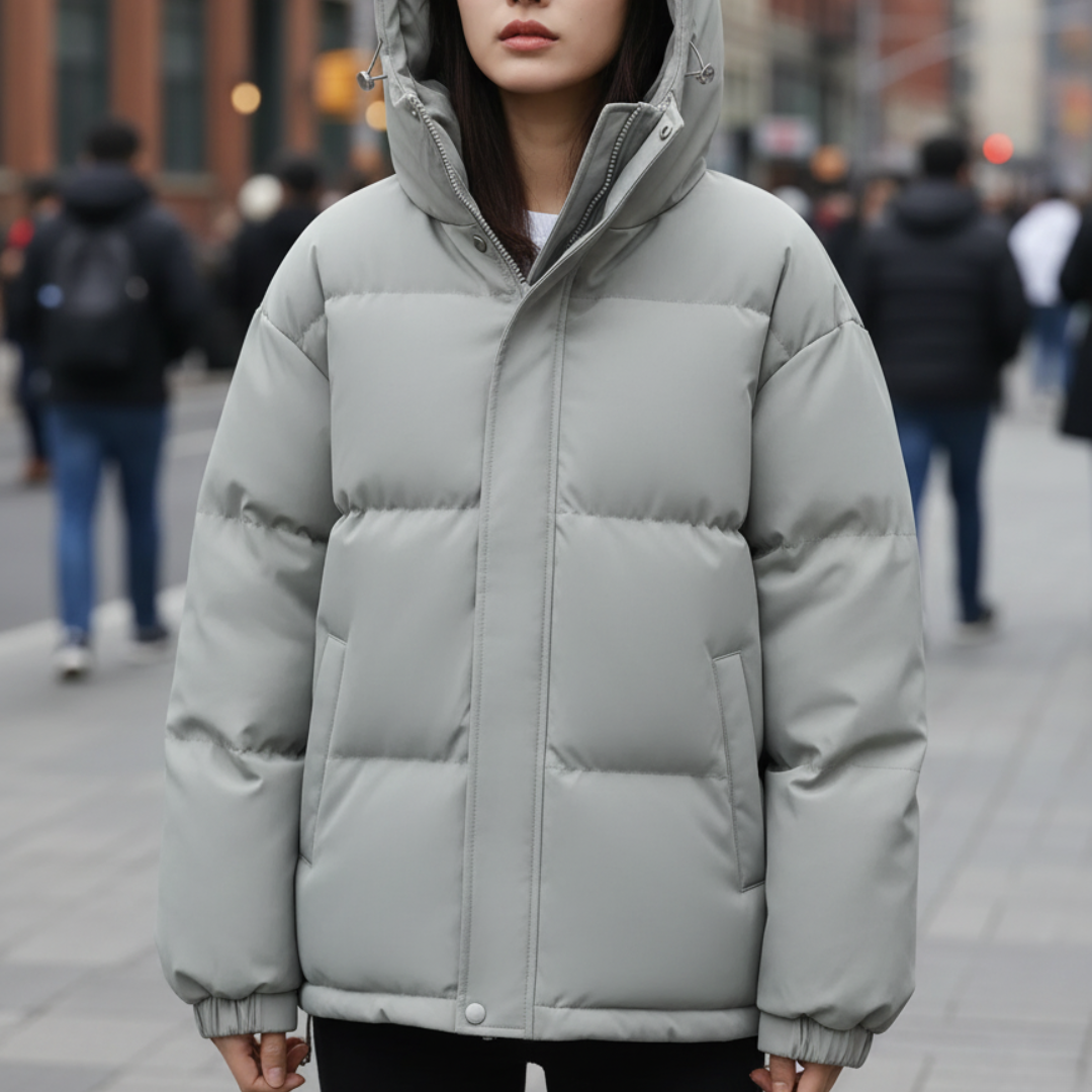 Quilted Women's Jacket, Water-Repellent, Lightweight Polyester, with Hood and Zipper, Winter Outdoor, Black Pink Purple White | Sansoti
