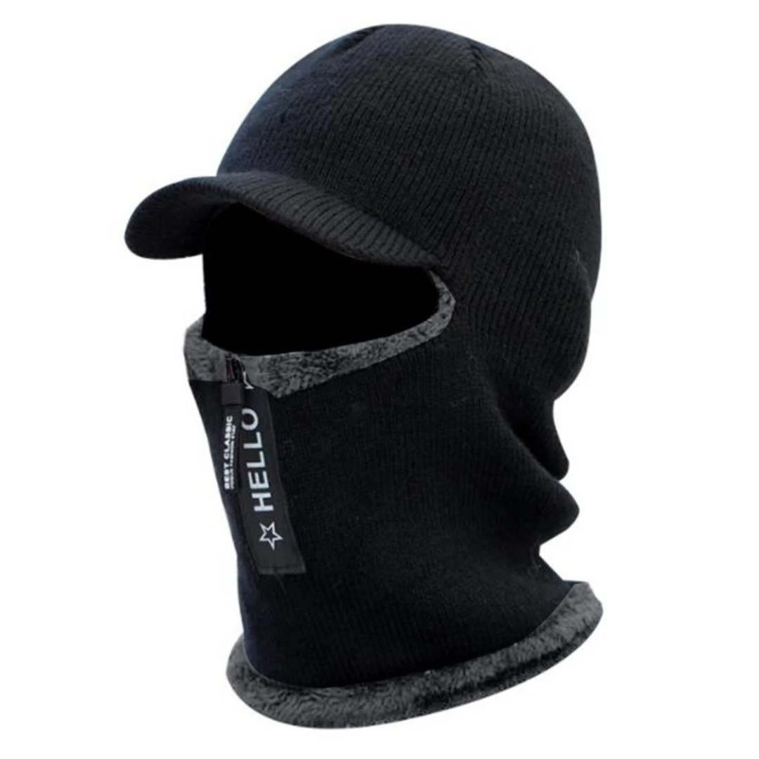 Knitted Winter Hat with Fleece Lining and Face Protection Unisex Windproof for Skiing Cycling Outdoor | Sansoti