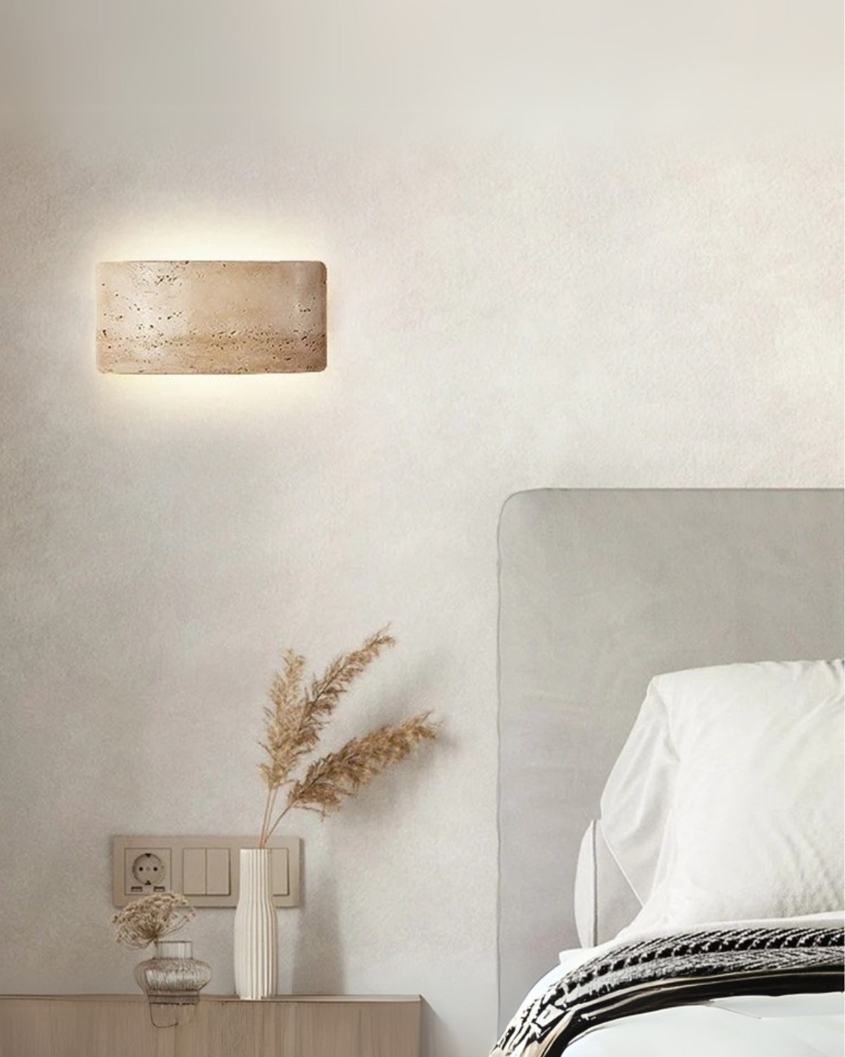 Travertin Wandlamp Modern Design met Warm LED-Licht voor Binnen en Buiten 12x25cm Waterdicht | Sansoti