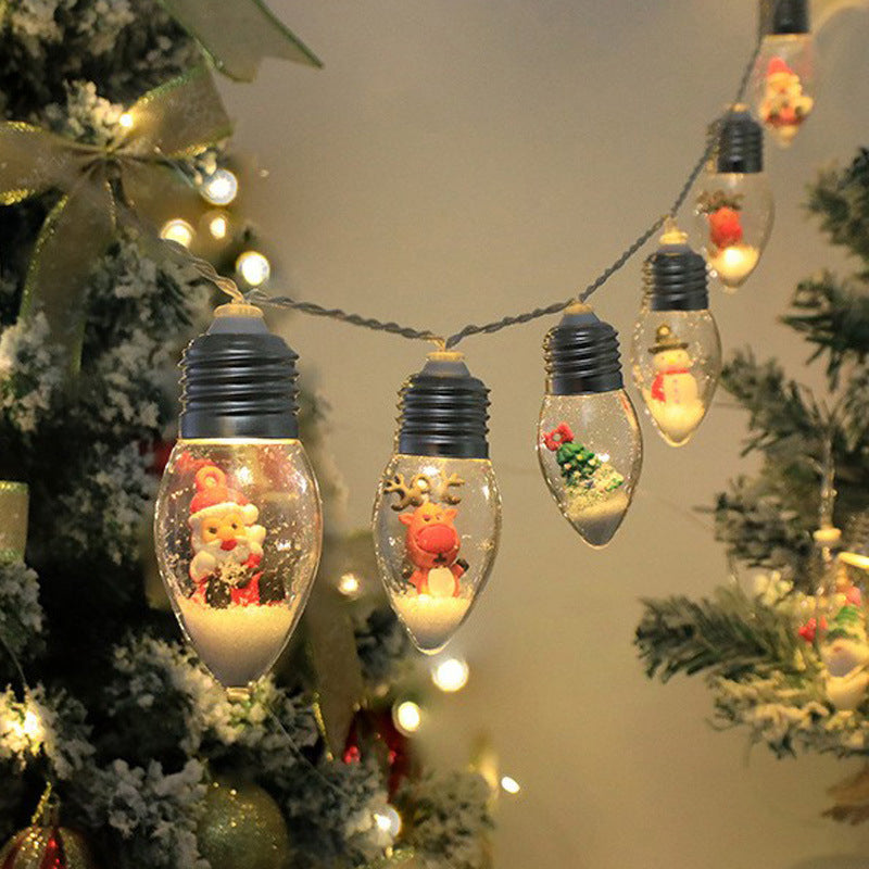 LED-Lichterkette mit Weihnachtsfiguren 10 Lämpchen USB-Anschluss Festbeleuchtung Stimmungsvolle dekorative Lichter für Innenräume | Sansoti