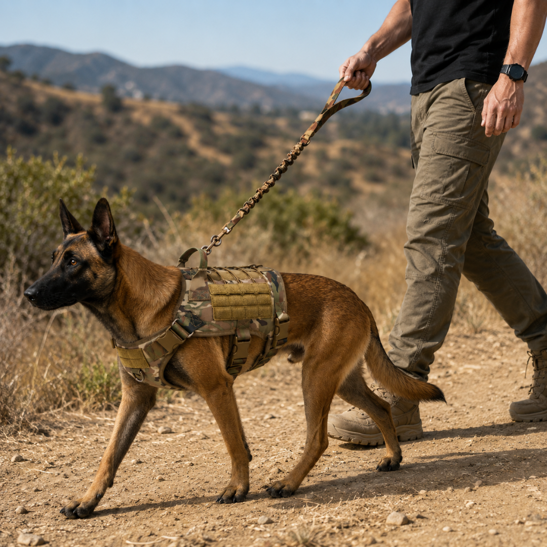 Adjustable Dog Harness Set with Leash Military-Style Vest Harness for Large Dogs Outdoor Training Walking | Sansoti