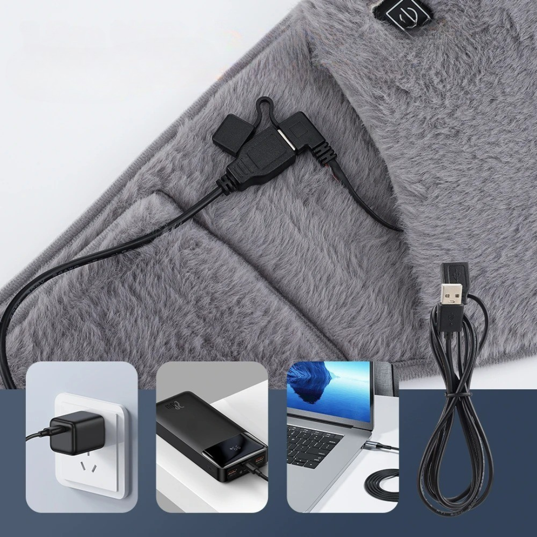 USB-C Heated Belt Adjustable Gray 3 Heat Settings Abdomen Back Hand Warmer Soft Polyester 105x20cm Winter | Sansoti