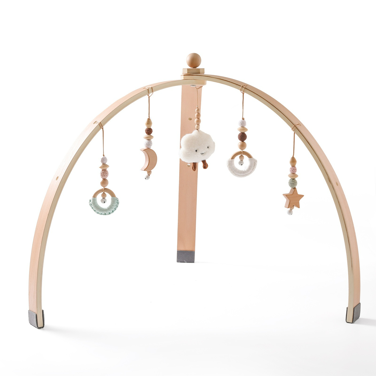 Houten Speelboog met Hangend Speelgoed voor Baby's - Stimuleert Motoriek en Zintuigen - Natuurlijk Hout - Nordic Design | Sansoti