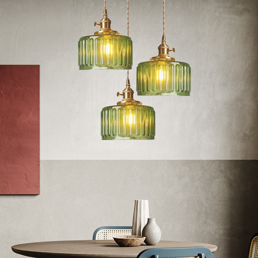 Crystal Glass Pendant Light Cylindrical Shape Adjustable Height Vintage Style Living Room Dining Room Hallway Ambient Lighting | Sansoti