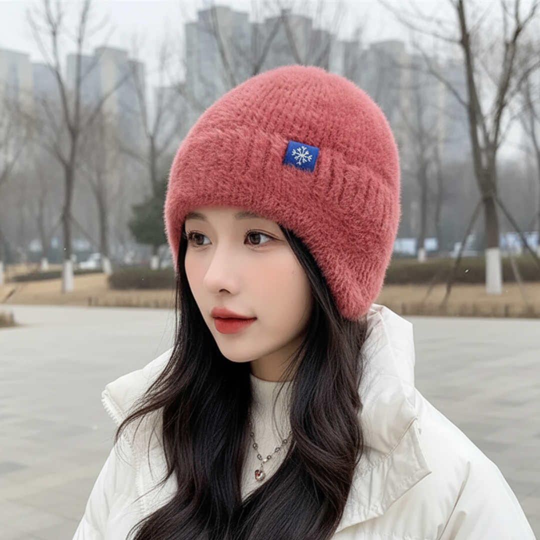 Knitted Women's Winter Hat with Ear Warmers Polyester Solid Bow Headwear Outdoor Winter Warmth Comfort | Sansoti