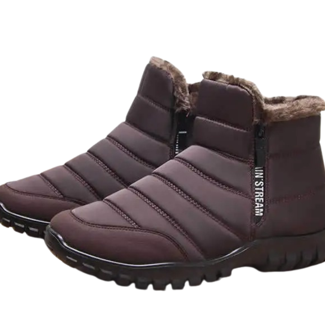 Waterproof Men's Boots with Zipper Warm Lined Winter Shoes Non-Slip Outdoor Snow Boots High Shaft Hiking | Sansoti