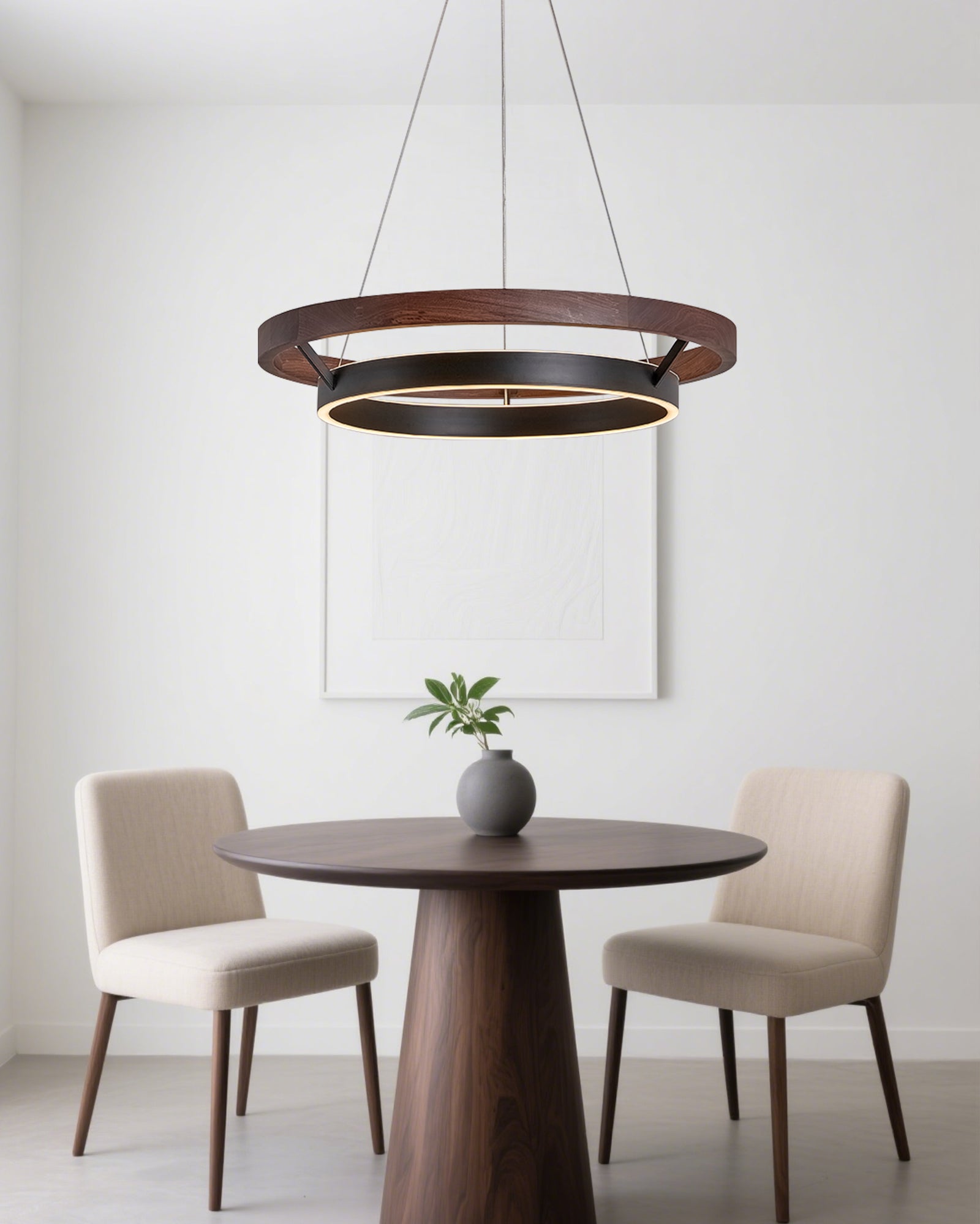 Holz-Ring-Kronleuchter LED Eingebaut Warmweiß Dimmbar Esszimmer Wohnzimmer Deckenlampe Modern Bauernhaus | Restfield